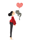 Amour f&eacute;lin et ballon en forme de c&oelig;ur